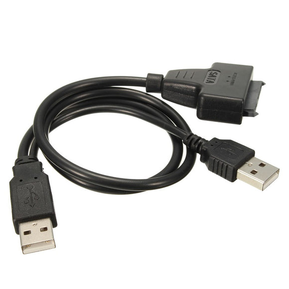 Double USB 2.0 Adapter Cable 7+15pin Male to Male for Laptop 2.5HDD Hard Disk Drive