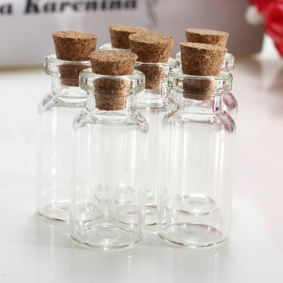 50Pcs Mini Clear Wishing Message Drift Glass Bottles Vials With Cork