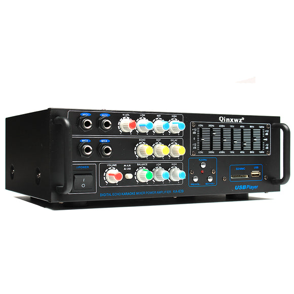 Qinxwz KA-639 Professional Home Audio 1200 Watt Stereo Power Amplifier Support USB SD Card