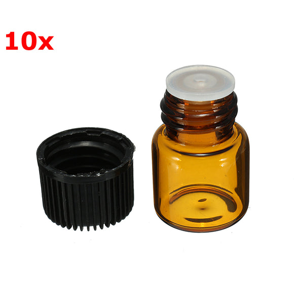 10Pcs Small Amber Glass Essential Bottle for Perfume 1ml