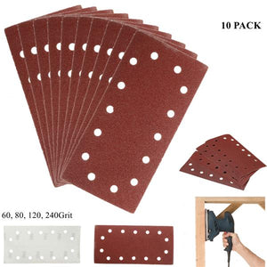 10pcs 115mm x 230mm 14 Holes Abrasive Sanding Paper 60/80/120/240 Grit Sand Paper