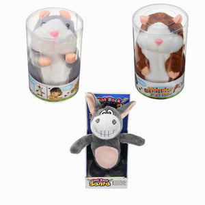 Mimicry Talking Animal Cute Hamster Donkey Stuffed Plush Sound Record Toy Set of Three