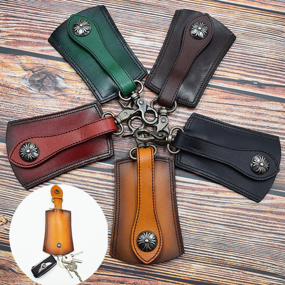 Men Genuine Leather Vintage Outdoor Casual Belt Key Bag