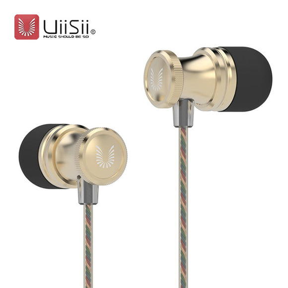 UiiSii US80 3.5mm HD Bass HiFi Wired Earphone Metal Headphones with Microphone