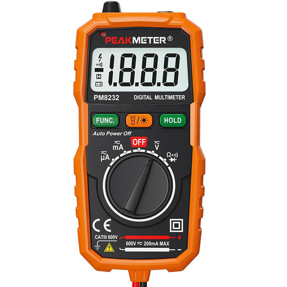 PEAKMETER PM8232 Portable Auto Range Digital Multimeter DMM Auto Power Off Tester Spot Lightt