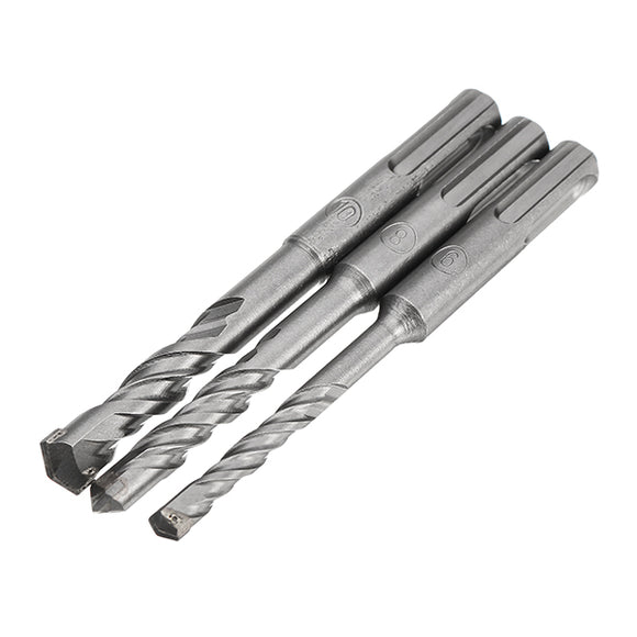 3Pcs 6mm 8mm 10mm Electric Hammer Drill Bit Set 110mm Carbide Tip SDS Plus Shank Concrete Drill Bits