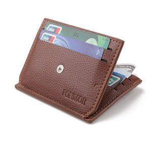 Men Faux Leather Mini Hasp Card Holder Zipper Wallet