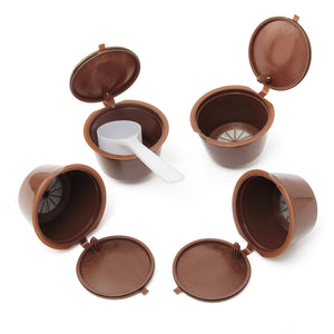 4pcs Reusable Coffee Capsules Cup with Plastic Spoon For Dolce Gusto Brewers Reuse Coffee Machine