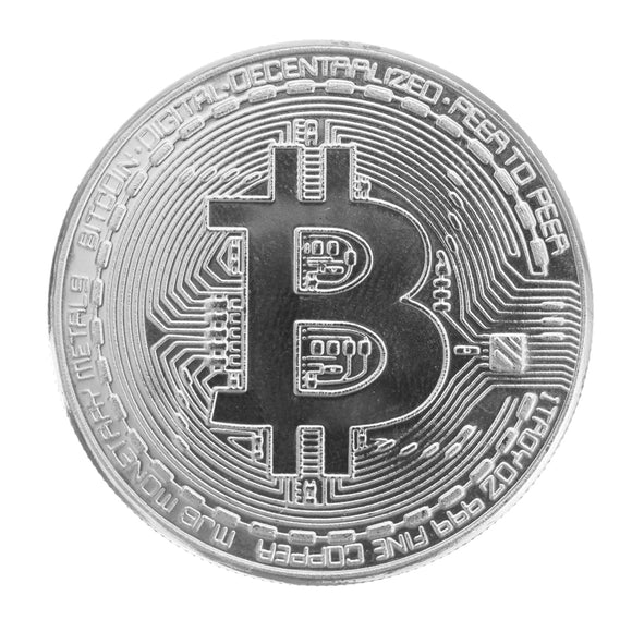 Silver Plated Bitcoin Coin BTC Coin Art Collection EDC Gadget