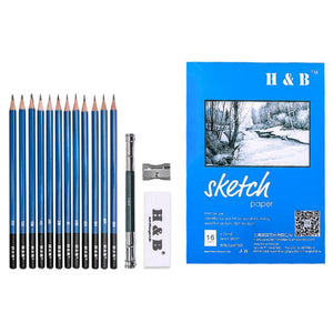 H&B HB-TZ68 17 Beginner Sketch Wood Pencil Drawing Tool Set Art Painting Set For Student Study