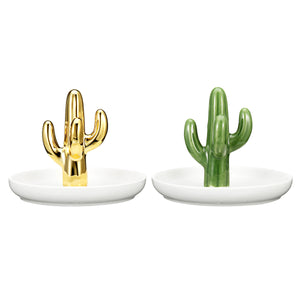 Ceramic Cactus Jewelry Holder Storage Tray Ring Necklace Collect Creative Display Jewelry Display Stand