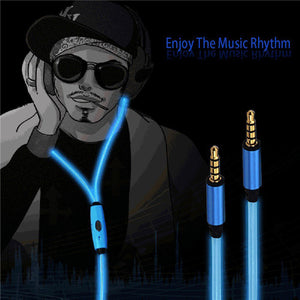 Visible Flowing LED Glow Flashlight Sport Stereo Headset Earbud Earphone Headphone With Mic