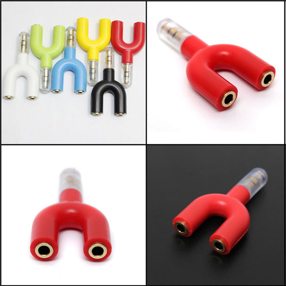 3.5mm 1 Male To 2 Female Audio Y-Splitter Earphone Adapter