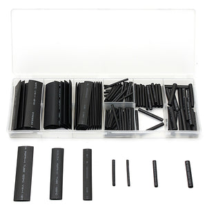 127Pcs 2:1 Polyolefin Black Heat Shrink Tube Sleeving 7Sizes