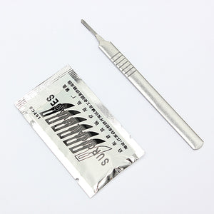 10pcs #11 Carbon Steel Surgical Scalpel Blades + 1pc #3 Handle