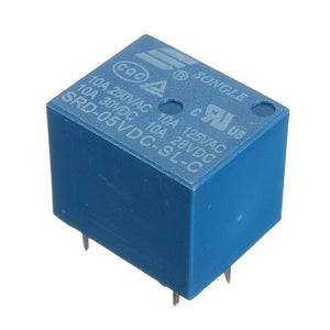 10Pcs Mini 5V DC Power Relay SRD-5VDC-SL-C 5 Pin PCB Type