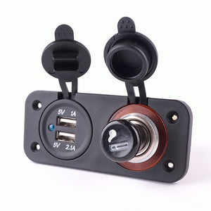 12-24V Power Socket Splitter with Dual USB Charger Power Adapter