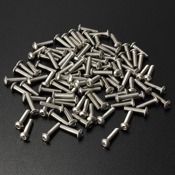 100Pcs M3 Bolts Stainless Steel Screws Button Head Socket Cap 10 Size