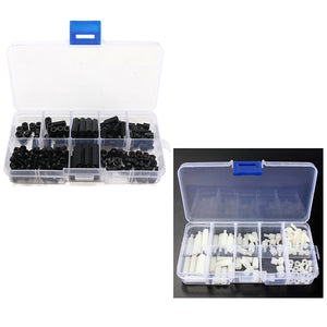 160pcs M3 Nylon Black + 88pcs M3 Nylon White Screw Nut Assortment Kit