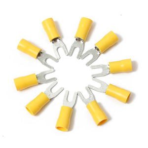 10PCS Yellow Insulated Fork Wire Connector Electrical Crimp Terminal 12-10AWG