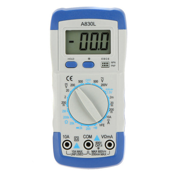 A830L Digital Multimeter Avometer Volt Ohm Amp Tester With LCD Display