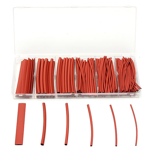 160Pcs 2:1 Polyolefin Halogen-Free Red Heat Shrink Tubing 6 Sizes