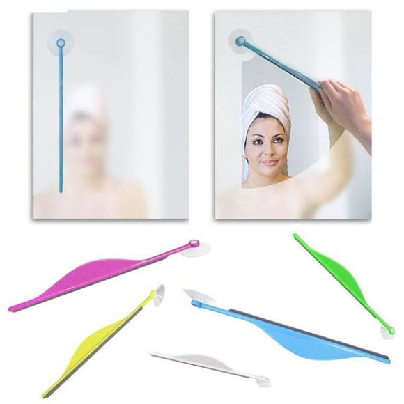 Bathroom Shower Flat Defog Wiper Brush Cleaner Squeegee Window Floor Non Slip Mirror Shave Portable