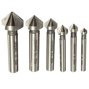 6pcs 3 flute 90 degree HSS Chamfer Cutter Mill Drill Set