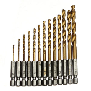 1.5-6.5mm High Speed Steel Titanium Coated Hex Shank Drill Bit Set