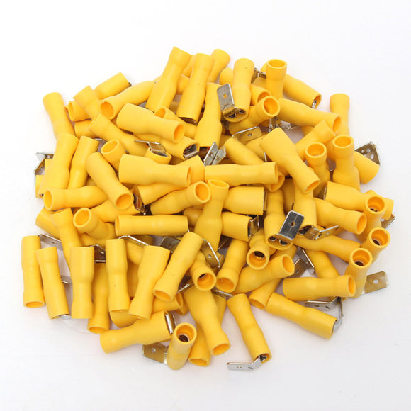 100Pcs 12-10AWG Insulated Yellow Piggy Back Splice Connector Crimp Electrical Terminals