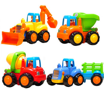 4pcs Set  Kids Child Tractor Pushdozer Concrete Mixer Car Truck Toy Instrument