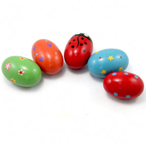 5Pcs Baby Kid Colorful Wooden Sand Egg Percussion Instrument Music Rattle Toy