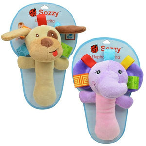 Unisex Ifants Cartoon Zoo Animals Bed Educational Stuffed Sound Hand Bells Rattles Toys