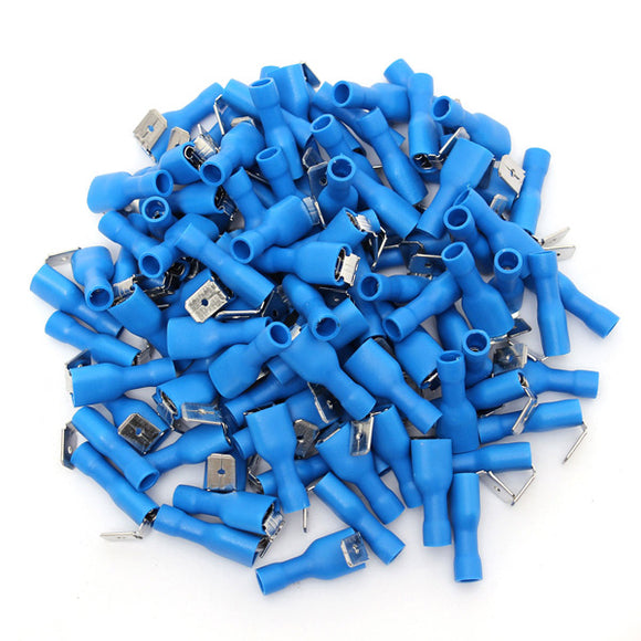 100Pcs 16-14AWG Insulated Blue Piggy Back Splice Connector Crimp Electrical Terminals