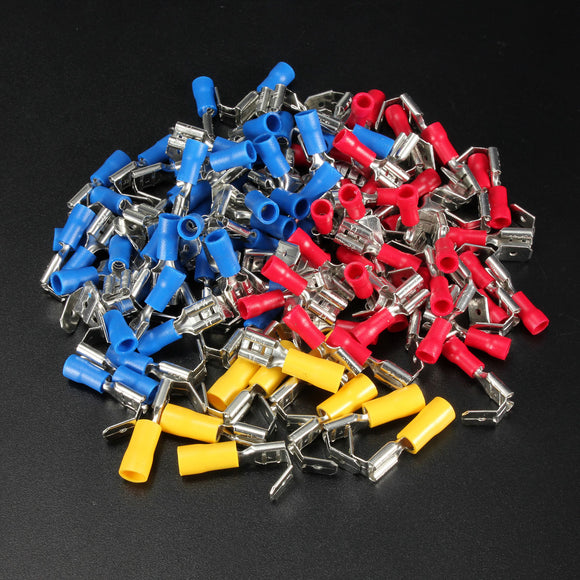 100PCS Back Piggy Back Spade Crimp Connector Terminal 0.5-6.0mm 10-22AWG PVC