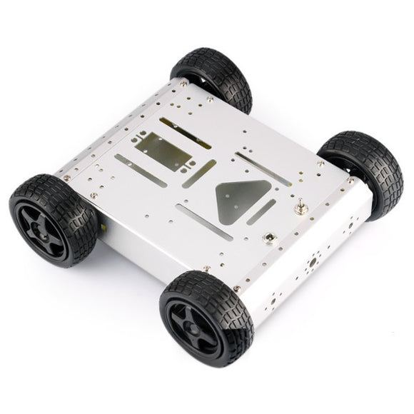 Black/Sliver DIY 4WD Aluminum Mobile Smart Robot Car Kit For Arduino