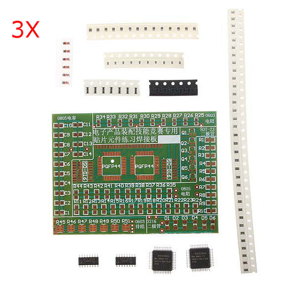 3Pcs DIY SMD Components Solder Practice Plate Kit For Training