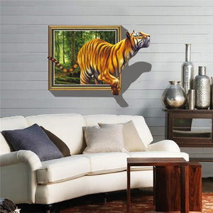 3D Removable Tiger Wall Decal Wall Stickers Home Bedroom Wall Background Decoration