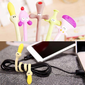 3Pcs Color Random Animal Shaped Rubber Earphone Line Winder