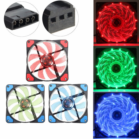 3/4-Pin 120mm 180mA 2100RPM PC Computer Case CPU Cooler Cooling Fan with LED Light