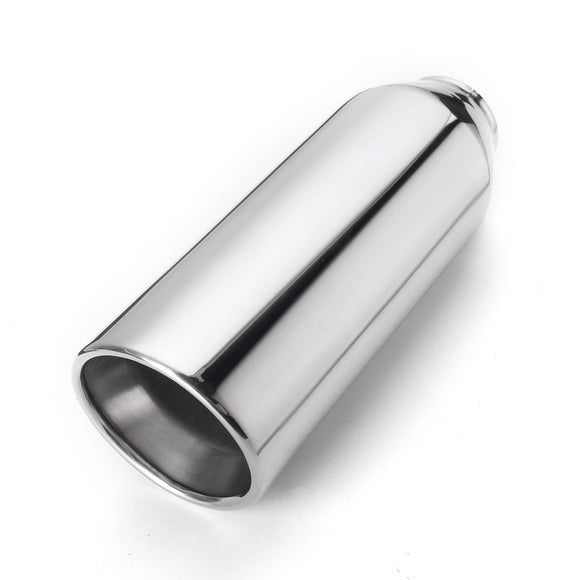 Universal Stainless Steel Exhaust Muffler Rolled Edge 2.5 Inch Inelt 4 Inch Outlet