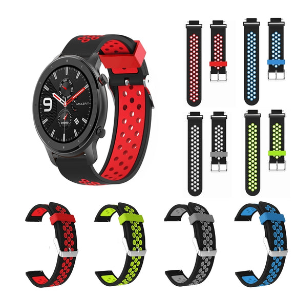 Double Color Breathable Watch Band Watch Strap Replacement for 47mm Amazfit GTR Smart Watch