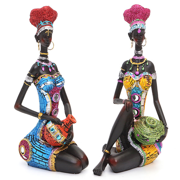 Resin Figurine Craft African Women Beauty Lady Statue Decorative Home Hardware