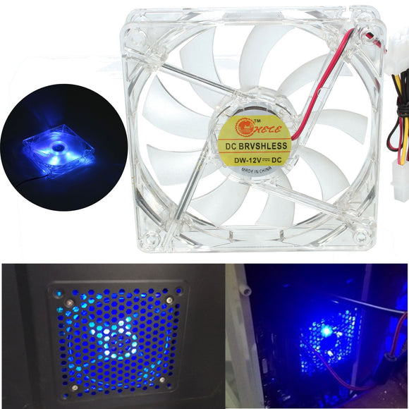 DC 12V 4Pin 120mm 4 RGB Neon Blue LED Light PC Computer Case Cooling Fan Cooler Heatsink