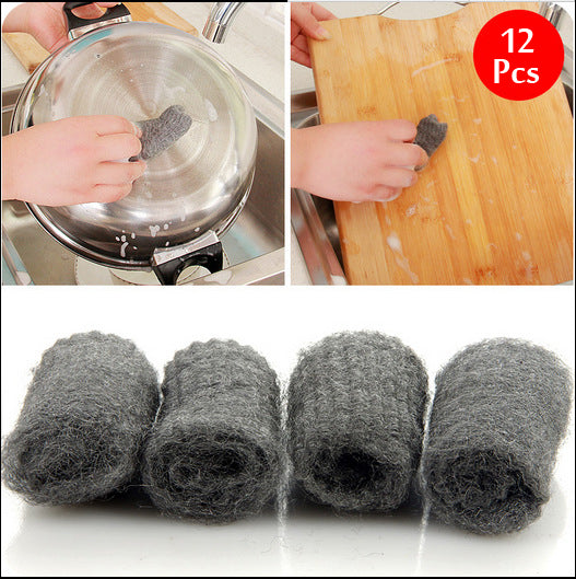 12PCS Melamine Sponge Metal Mesh Super Detergent Tool Kitchen Steel Wool Degreasing Cleaning