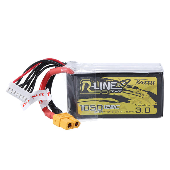 TATTU R-LINE 3.0 14.8V 1050mAh 120C 6S Lipo Battery for RC Racing Drone