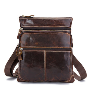 Real Leather Shoulder Bag Retro Brown Crossbody Bag For Men