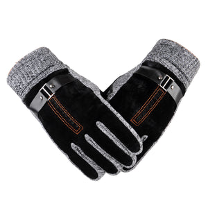 Winter Men's Anti Skid Windproof Thermal Cycling Gloves Faux Suede Outdooors Sports Gloves