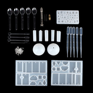 68Pcs/set DIY Craft Tools Kit Silicone Crystal Mold Making Jewelry Pendant Resin Casting