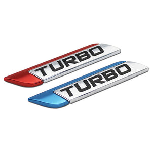 Pair 3D Metal TURBO Car Styling Stickers DIY Turbocharged Logo Emblem Badge Decals for Auto SUV Body Fender Trunk